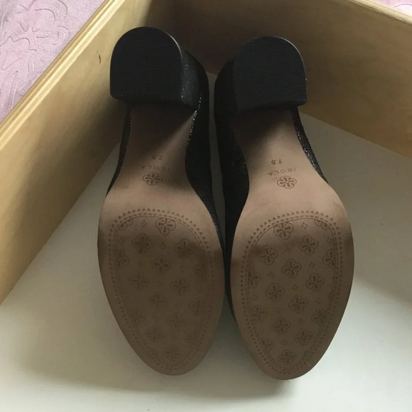 Isola Hayley Pumps High Heels Black silver  Snake Print Block Heel sz 7.5 M - Picture 8 of 9